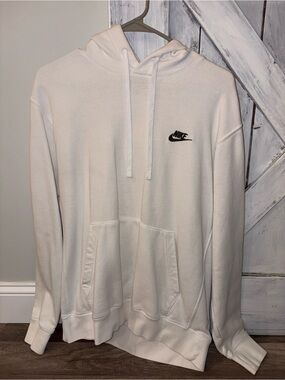 Nike White Pullover Hoodie with Black Logo